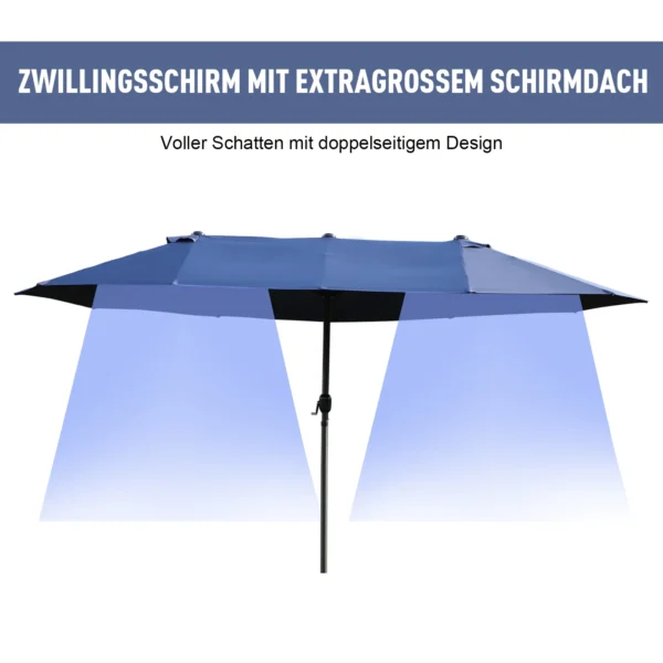 Parasol tuinparasol marktparasol dubbele parasol terrasparasol met handzwengel blauw ovaal 460 x 270 x 240 cm 5