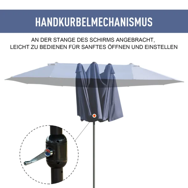 Parasol tuinparasol marktparasol dubbele parasol terrasparasol met handzwengel blauw ovaal 460 x 270 x 240 cm 6