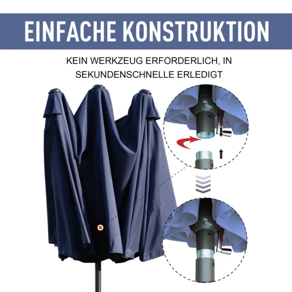 Parasol tuinparasol marktparasol dubbele parasol terrasparasol met handzwengel blauw ovaal 460 x 270 x 240 cm 7