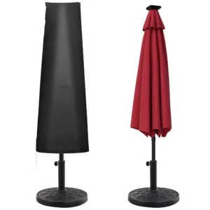 Parasolhoes voor parasol tot Ø400 cm hoes parasolbescherming met rits, tas staaf oxfordstof zwart 1
