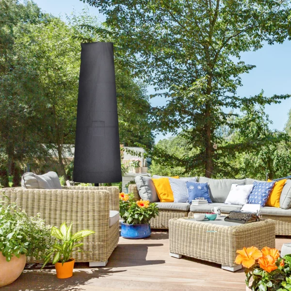 Parasolhoes voor parasol tot Ø400 cm hoes parasolbescherming met rits, tas staaf oxfordstof zwart 2