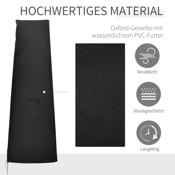 Parasolhoes voor parasol tot Ø400 cm hoes parasolbescherming met rits, tas staaf oxfordstof zwart 5