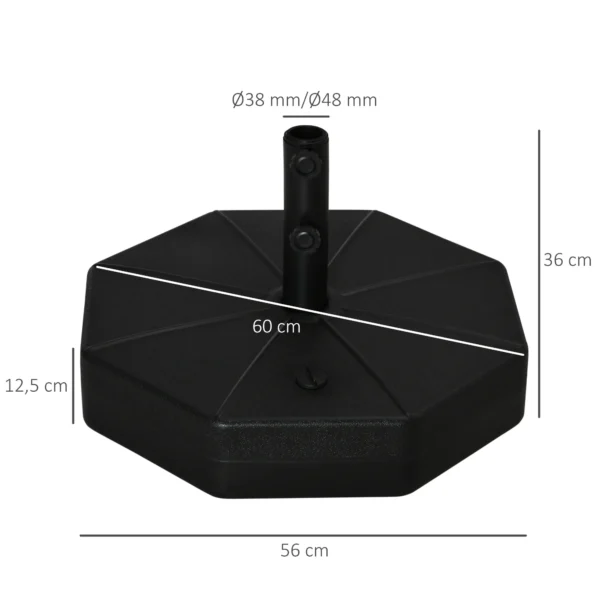 Parasolvoet voor 38 mm / 48 mm parasols, te vullen met water of zand, stabiele parasolvoet Ø60 x 36h cm 4