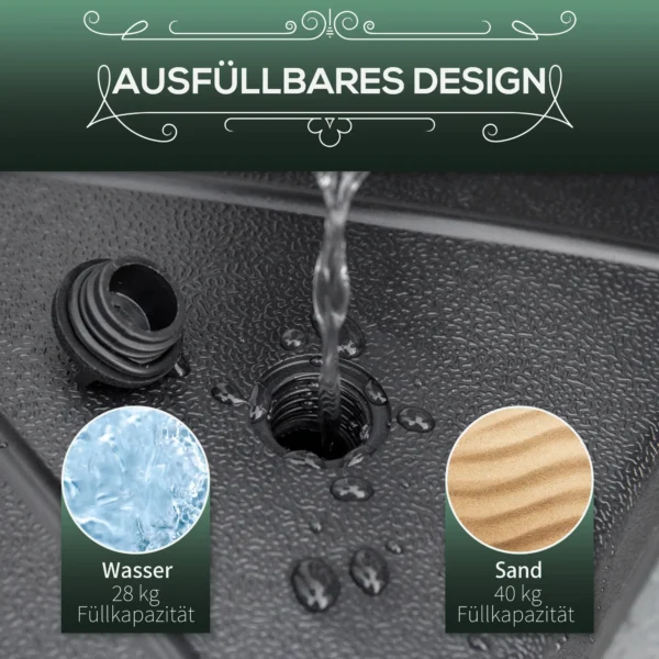 Parasolvoet voor 38 mm / 48 mm parasols, te vullen met water of zand, stabiele parasolvoet Ø60 x 36h cm 5