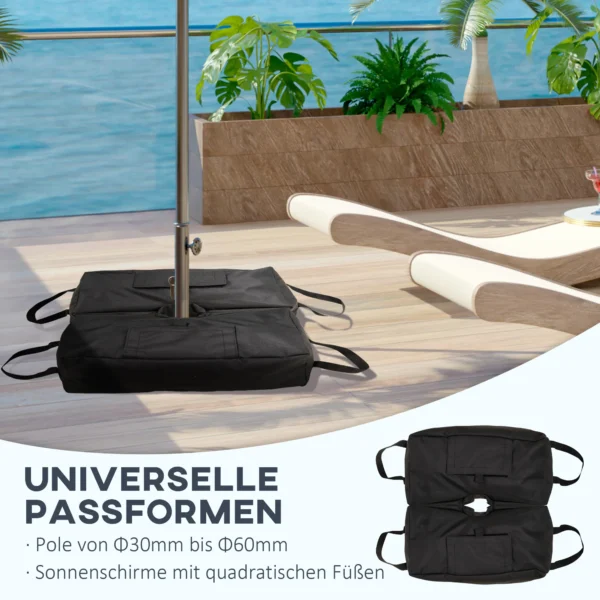 Parasolvoet zandzak marktparasolvoet, 2x vulbare zakken 50kg, met schop, zwart 6