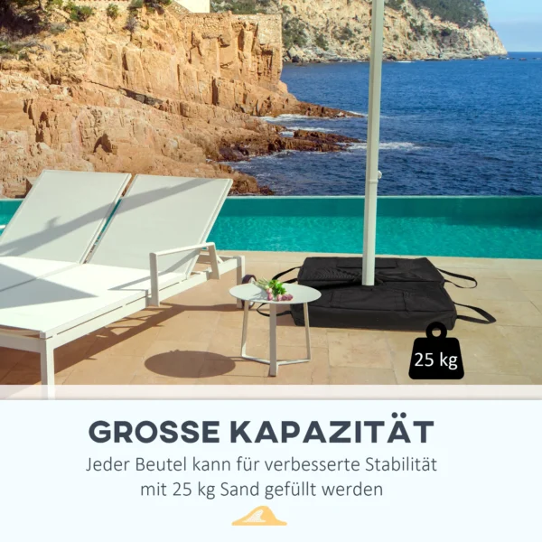 Parasolvoet zandzak marktparasolvoet, 2x vulbare zakken 50kg, met schop, zwart 8