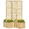Paravent balkon weerbestendig, 133 x 165 cm, 3 delig, kamerscherm met 4 bloembakken, voor tuin, terras en zwembadgebied, natuurlijke kleur 1