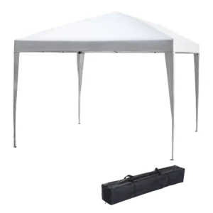 Paviljoen 2,95x2,95m pop up vouwpaviljoen met uv bescherming, opvouwbaar, staal en oxford stof, wit voor tuinfeesten en evenementen 1