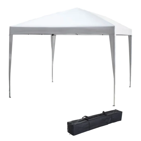 Paviljoen 2,95x2,95m pop up vouwpaviljoen met uv bescherming, opvouwbaar, staal en oxford stof, wit voor tuinfeesten en evenementen 1