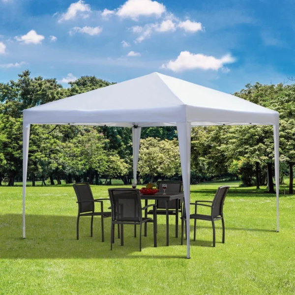 Paviljoen 2,95x2,95m pop up vouwpaviljoen met uv bescherming, opvouwbaar, staal en oxford stof, wit voor tuinfeesten en evenementen 2