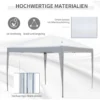 Paviljoen 2,95x2,95m pop up vouwpaviljoen met uv bescherming, opvouwbaar, staal en oxford stof, wit voor tuinfeesten en evenementen 5