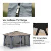Paviljoen 4x3m tuinpaviljoen gazebo feesttent met zijpanelen en netwanden, pc dak van aluminium in donkergrijs 6