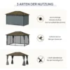 Paviljoen 4x3m tuinpaviljoen gazebo feesttent met zijpanelen en netwanden, pc dak van aluminium in donkergrijs 8