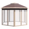Paviljoen zeshoekig 4x4m met water en uv bestendige hoes, dubbel dak, ventilatieopening, draagtas, polyester beige en khaki 8