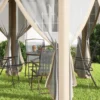 Paviljoen zeshoekig 4x4m met water en uv bestendige hoes, dubbel dak, ventilatieopening, draagtas, polyester beige en khaki 9