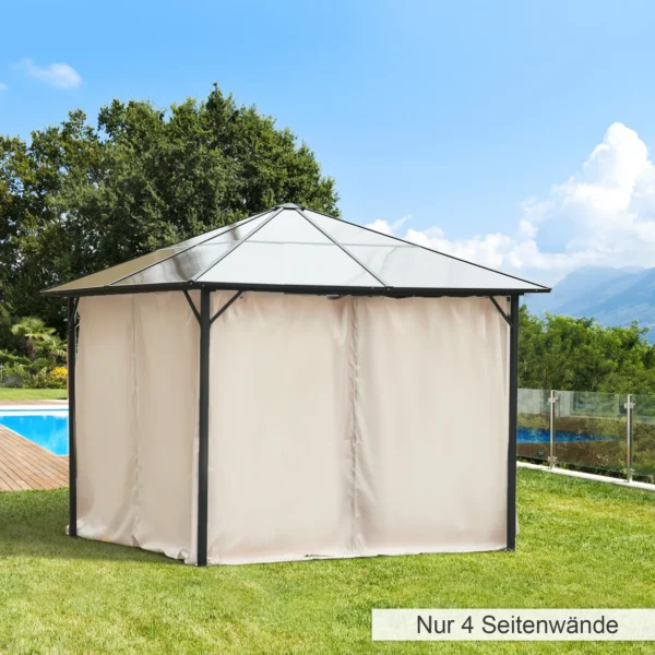 Paviljoen zijpanelen 3x3m, 302l x 205h cm, met haken, c ringen, zonder paviljoenframe, robuust, duurzaam, polyester, beige 2