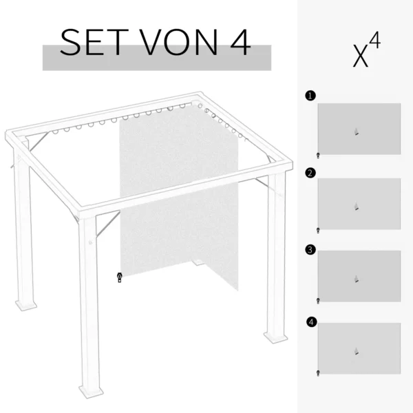 Paviljoen zijpanelen 3x3m, 302l x 205h cm, met haken, c ringen, zonder paviljoenframe, robuust, duurzaam, polyester, beige 5