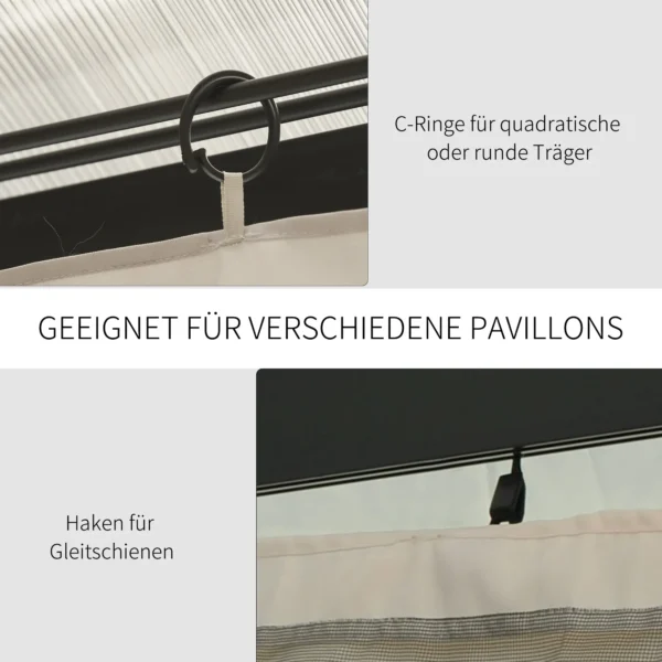Paviljoen zijpanelen 3x3m, 302l x 205h cm, met haken, c ringen, zonder paviljoenframe, robuust, duurzaam, polyester, beige 7