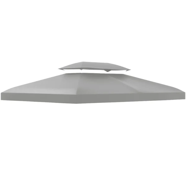 Paviljoendak vervangend dak voor tuinpaviljoen 3x4m gemaakt van polyester in lichtgrijs, weerbestendig & duurzaam 1
