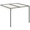 Pergola paviljoen 3 x 3 m tuinpaviljoen bbq paviljoen met stoffen dak terrasoverkapping weerbestendig wand aanbouw metaal polyester crèmewit 1