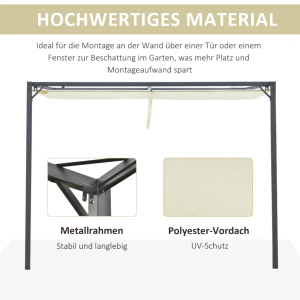 Pergola paviljoen 3 x 3 m tuinpaviljoen bbq paviljoen met stoffen dak terrasoverkapping weerbestendig wand aanbouw metaal polyester crèmewit 6