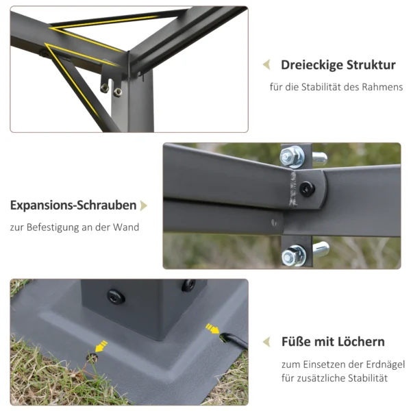 Pergola paviljoen 3 x 3 m tuinpaviljoen bbq paviljoen met stoffen dak terrasoverkapping weerbestendig wand aanbouw metaal polyester crèmewit 7
