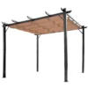 Pergola paviljoen 3 x 4 m met verstelbaar stoffen dak van aluminium, zonwering overkapping voor terras en tuin in grijs en bruin 1