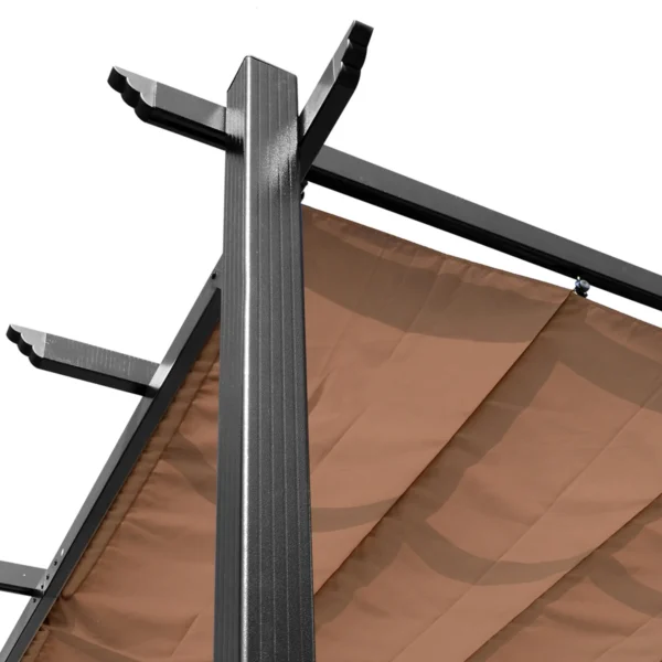 Pergola paviljoen 3 x 4 m met verstelbaar stoffen dak van aluminium, zonwering overkapping voor terras en tuin in grijs en bruin 10