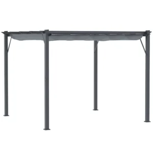 Pergola paviljoen terrasoverkapping met schuifdak, tuin, aluminium, antraciet+donkergrijs, 3x3x2,23m 1