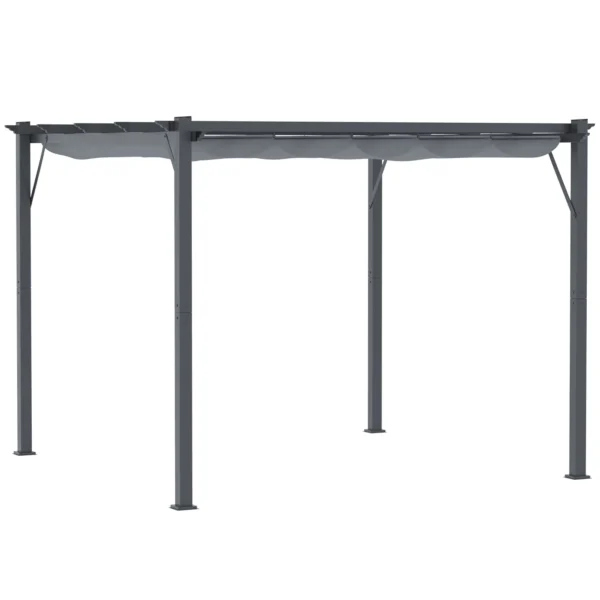 Pergola paviljoen terrasoverkapping met schuifdak, tuin, aluminium, antraciet+donkergrijs, 3x3x2,23m 1
