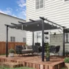 Pergola paviljoen terrasoverkapping met schuifdak, tuin, aluminium, antraciet+donkergrijs, 3x3x2,23m 2