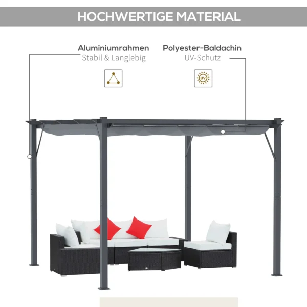 Pergola paviljoen terrasoverkapping met schuifdak, tuin, aluminium, antraciet+donkergrijs, 3x3x2,23m 6