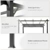 Pergola paviljoen terrasoverkapping met schuifdak, tuin, aluminium, antraciet+donkergrijs, 3x3x2,23m 7