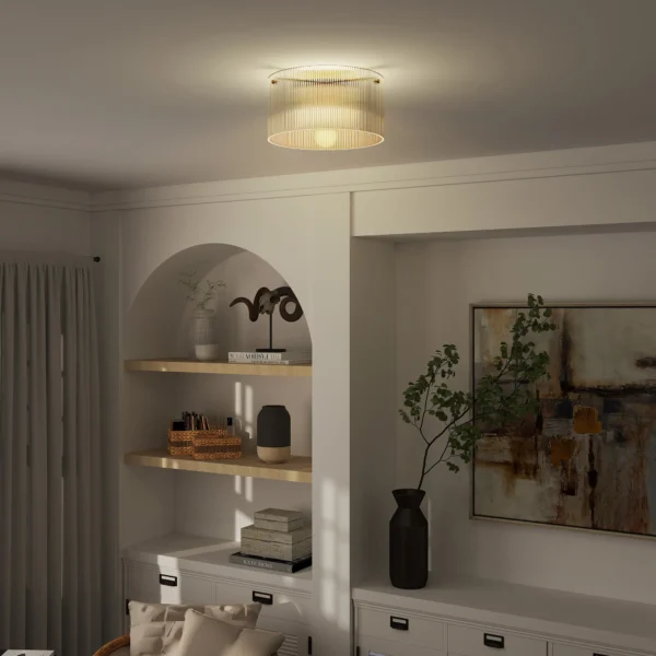 Plafondlamp, plafondverlichting met e27 fitting, ronde plafondverlichting voor slaapkamer woonkamer Ø32 x 16,5 cm, excl. gloeilamp transparant 2