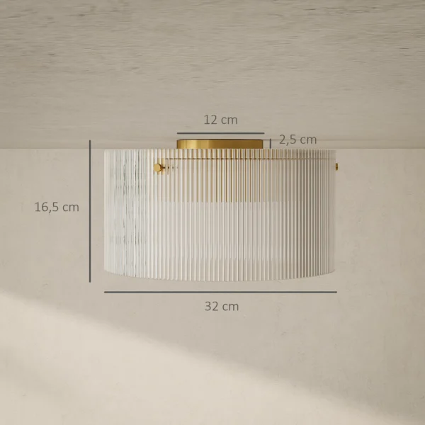 Plafondlamp, plafondverlichting met e27 fitting, ronde plafondverlichting voor slaapkamer woonkamer Ø32 x 16,5 cm, excl. gloeilamp transparant 4