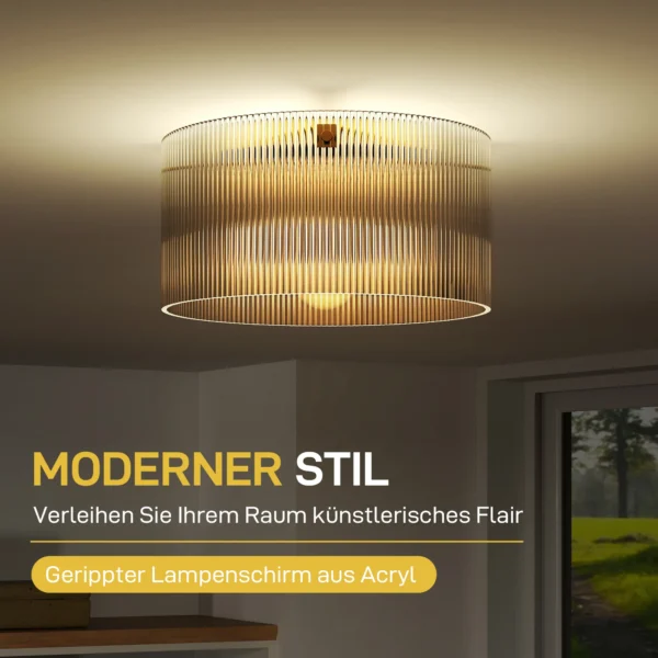 Plafondlamp, plafondverlichting met e27 fitting, ronde plafondverlichting voor slaapkamer woonkamer Ø32 x 16,5 cm, excl. gloeilamp transparant 5