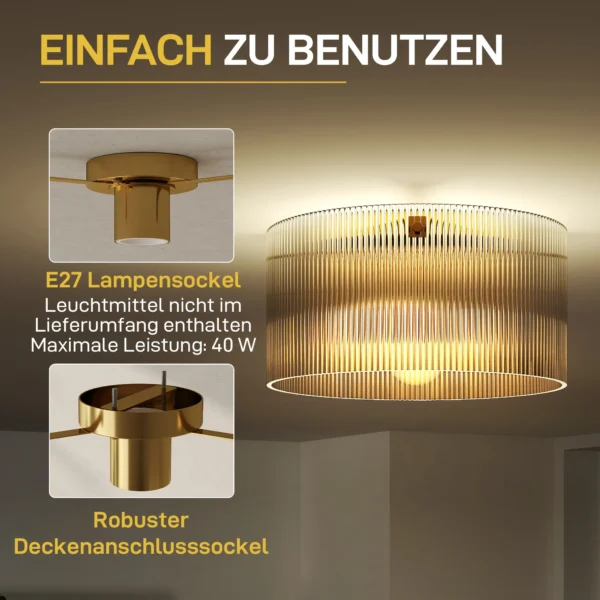 Plafondlamp, plafondverlichting met e27 fitting, ronde plafondverlichting voor slaapkamer woonkamer Ø32 x 16,5 cm, excl. gloeilamp transparant 6
