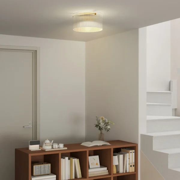 Plafondlamp, plafondverlichting met e27 fitting, ronde plafondverlichting voor slaapkamer woonkamer Ø32 x 16,5 cm, excl. gloeilamp transparant 9