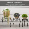 Plantenstandaard set van 3 bloemenstandaard met keramische tegels van metaal in zwart en wit voor tuin en balkon 5