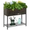 Poly rattan verhoogde bloembak met poten bloempot met plank bruin 70 x 30 x 72 cm 1