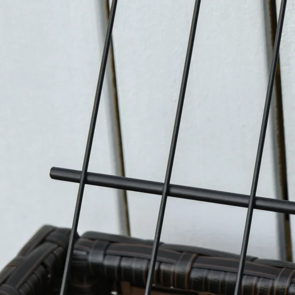 Poly rattan verhoogde bloembak met poten bloempot met plank bruin 70 x 30 x 72 cm 10