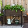 Poly rattan verhoogde bloembak met poten bloempot met plank bruin 70 x 30 x 72 cm 2
