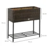 Poly rattan verhoogde bloembak met poten bloempot met plank bruin 70 x 30 x 72 cm 4