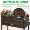 Poly rattan verhoogde bloembak met poten bloempot met plank bruin 70 x 30 x 72 cm 6