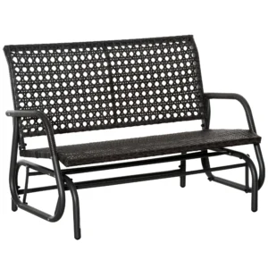 Polyrattan schommelbank 2 zits voor terras & tuin, loveseat met rugleuning, tuinschommel 70 x 120 x 84 cm 1
