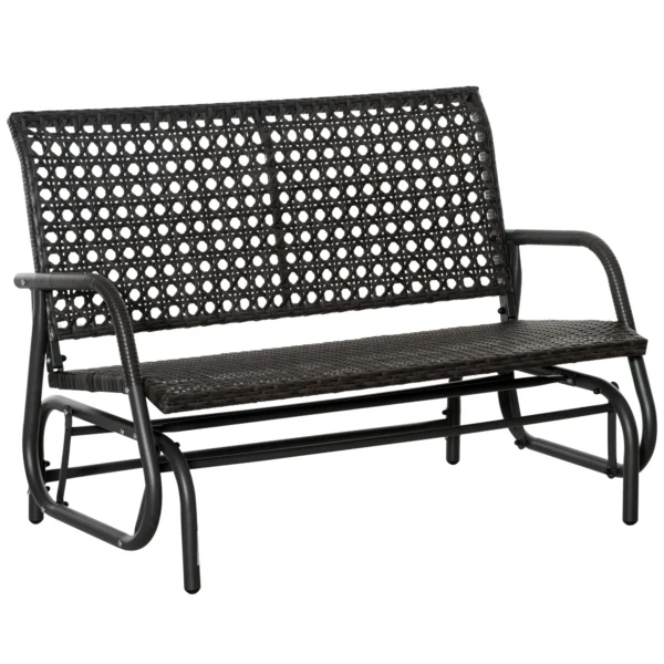 Polyrattan schommelbank 2 zits voor terras & tuin, loveseat met rugleuning, tuinschommel 70 x 120 x 84 cm 1
