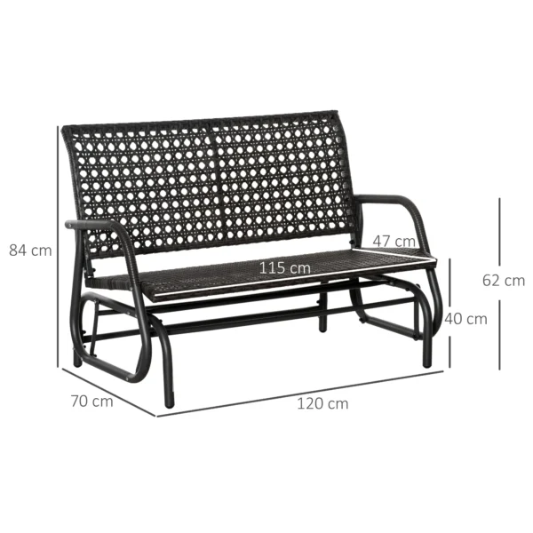 Polyrattan schommelbank 2 zits voor terras & tuin, loveseat met rugleuning, tuinschommel 70 x 120 x 84 cm 4
