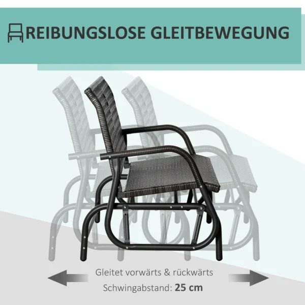 Polyrattan schommelbank 2 zits voor terras & tuin, loveseat met rugleuning, tuinschommel 70 x 120 x 84 cm 6