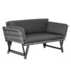Polyrattan tuinbank 2 zits loungesofa grijs met opklapbare armleuningen staal 129x63x67cm voor tuin terras 1