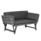 Polyrattan tuinbank 2 zits loungesofa grijs met opklapbare armleuningen staal 129x63x67cm voor tuin terras 1